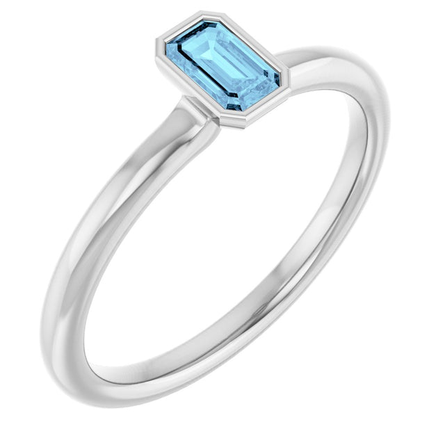 Sterling Silver Natural Aquamarine Stackable Ring