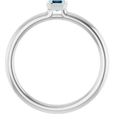 14K White Gold Natural Aquamarine Stackable Ring