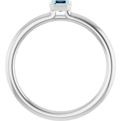 Sterling Silver Natural Aquamarine Stackable Ring