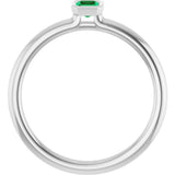 Sterling Silver Lab-Grown Emerald Stackable Ring