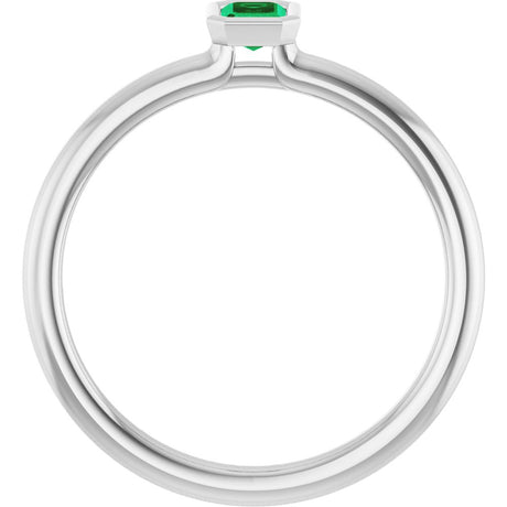 Sterling Silver Lab-Grown Emerald Stackable Ring