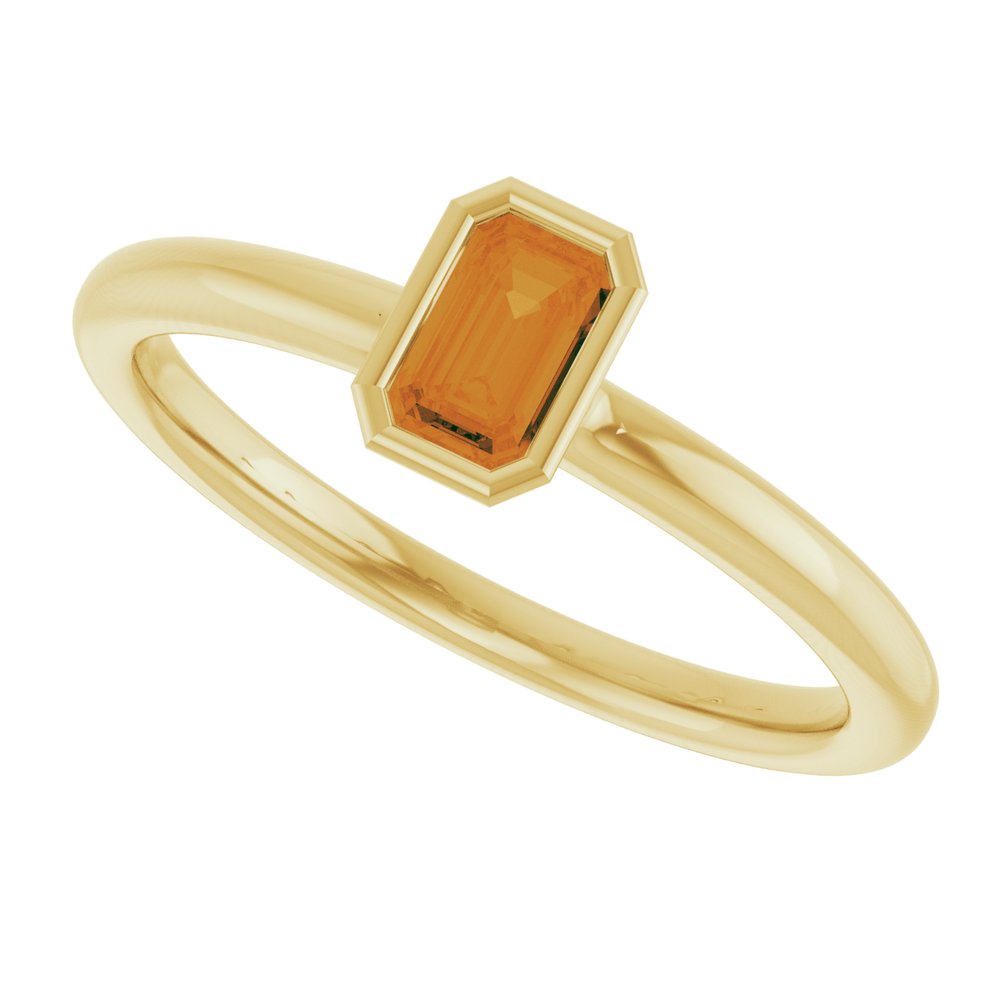 14K Yellow Gold Natural Citrine Stackable Ring