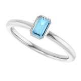 Sterling Silver Natural Aquamarine Stackable Ring