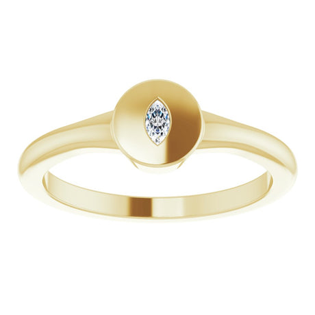 14K Yellow .05 CT Natural Diamond Signet Ring