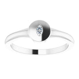 14K White .05 CT Natural Diamond Signet Ring