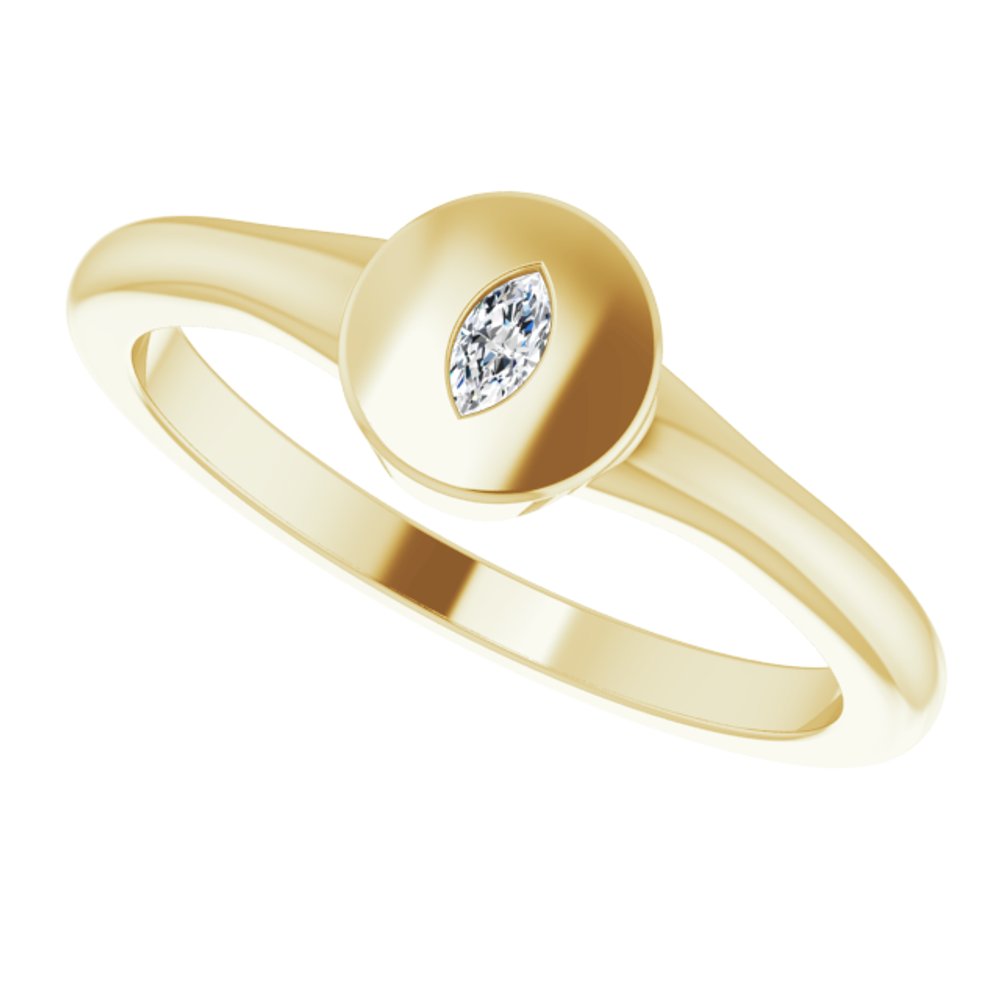 14K Yellow Gold .05 CT Natural Diamond Signet Ring