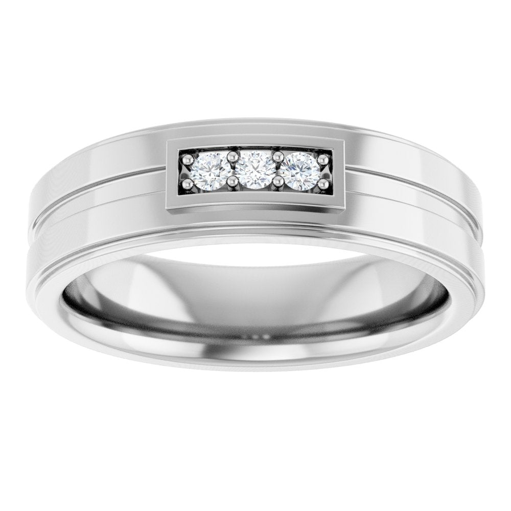 14K White 1/10 CTW Natural Diamond Three-Stone Band