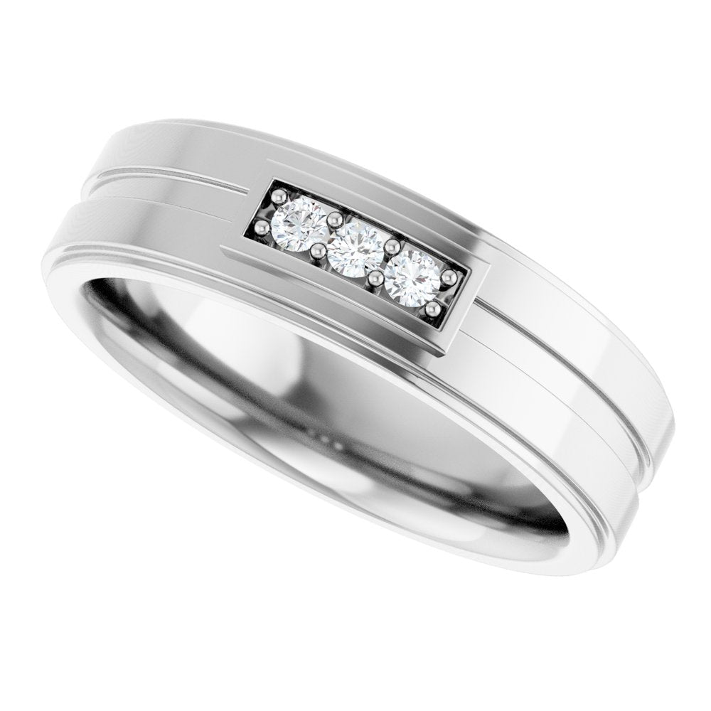 14K White 1/10 CTW Natural Diamond Three-Stone Band