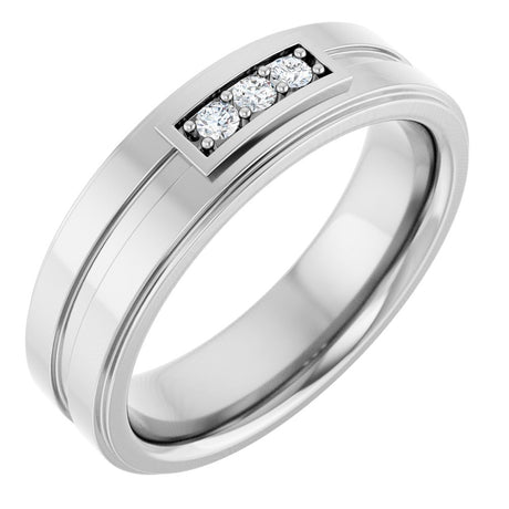 14K White 1/10 CTW Natural Diamond Three-Stone Band