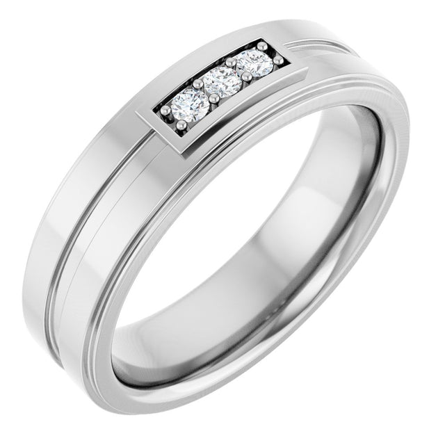 14K White 1/10 CTW Natural Diamond Three-Stone Band