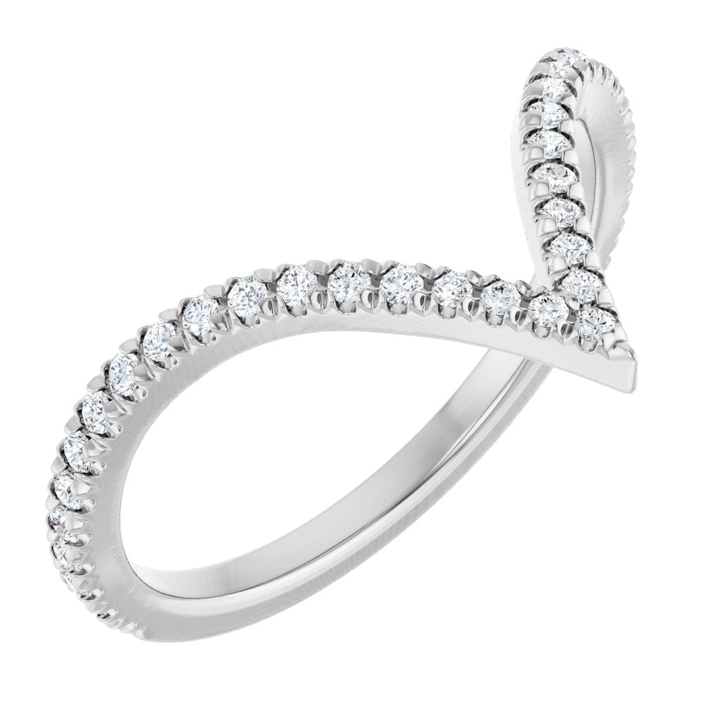 14K White 1/5 CTW Natural Diamond French-Set Contour Band