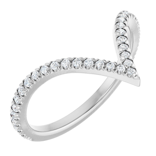 14K White 1/5 CTW Natural Diamond French-Set Contour Band