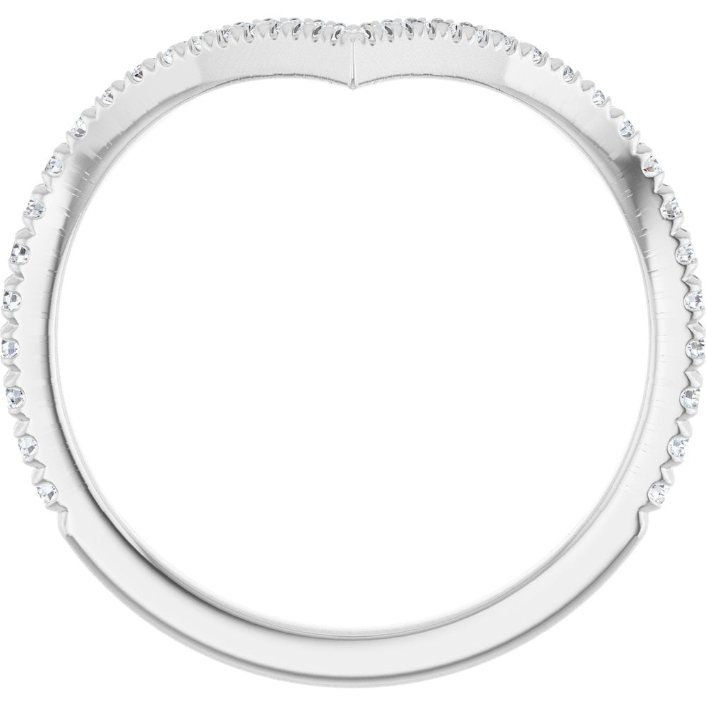14K White 1/5 CTW Natural Diamond French-Set Contour Band