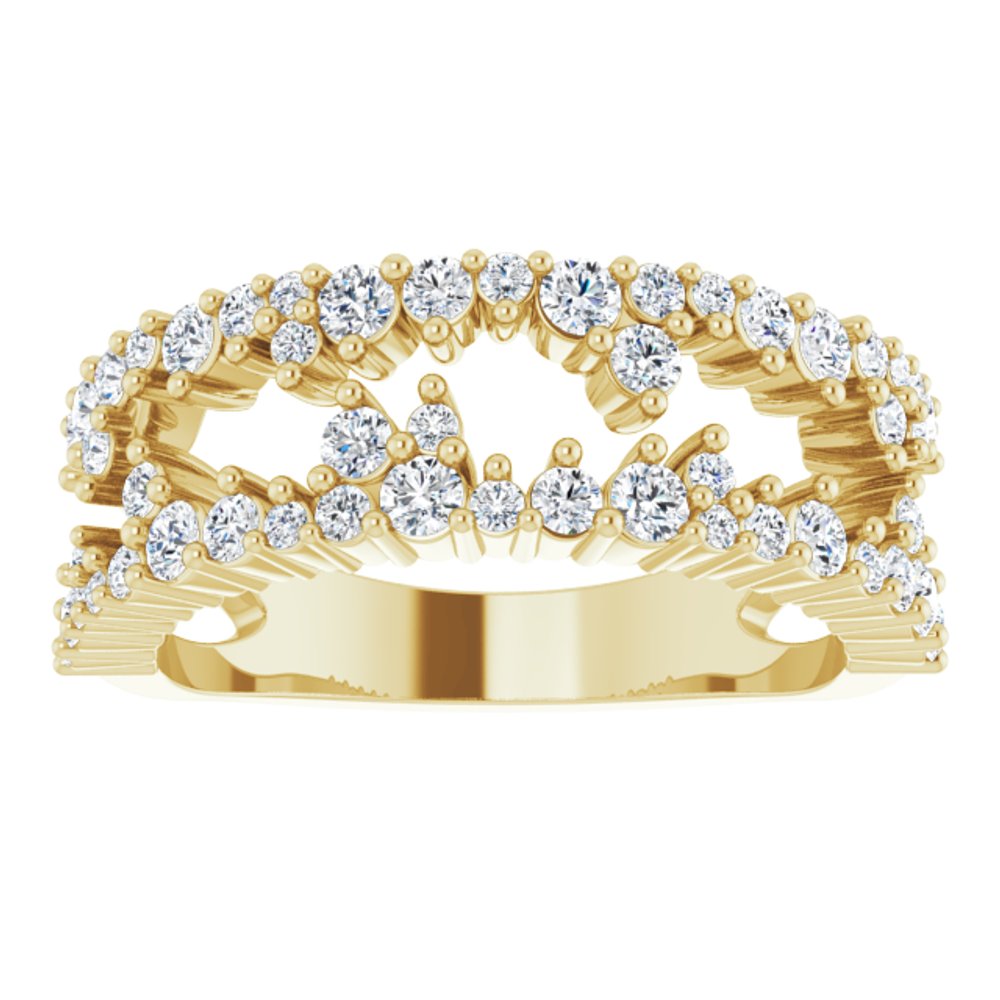 14K Yellow Gold 3/4 CTW Natural Diamond Negative Space Ring