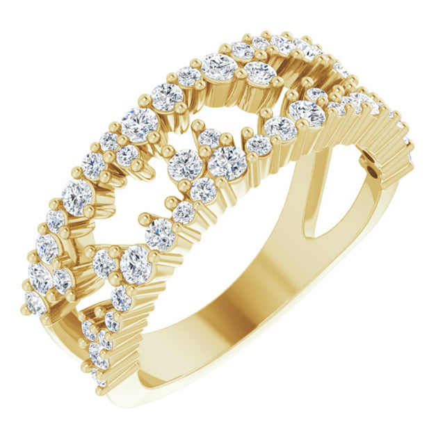 14K Yellow Gold 3/4 CTW Natural Diamond Negative Space Ring