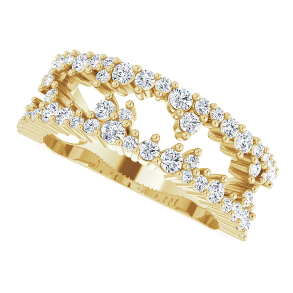 14K Yellow Gold 3/4 CTW Natural Diamond Negative Space Ring