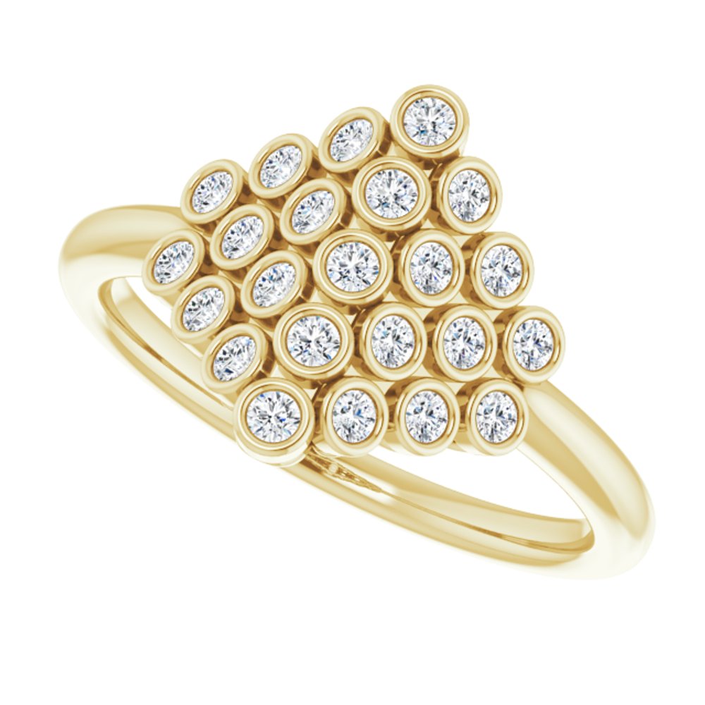 14K Yellow 1/3 CTW Natural Diamond Bezel-Set Cluster Ring