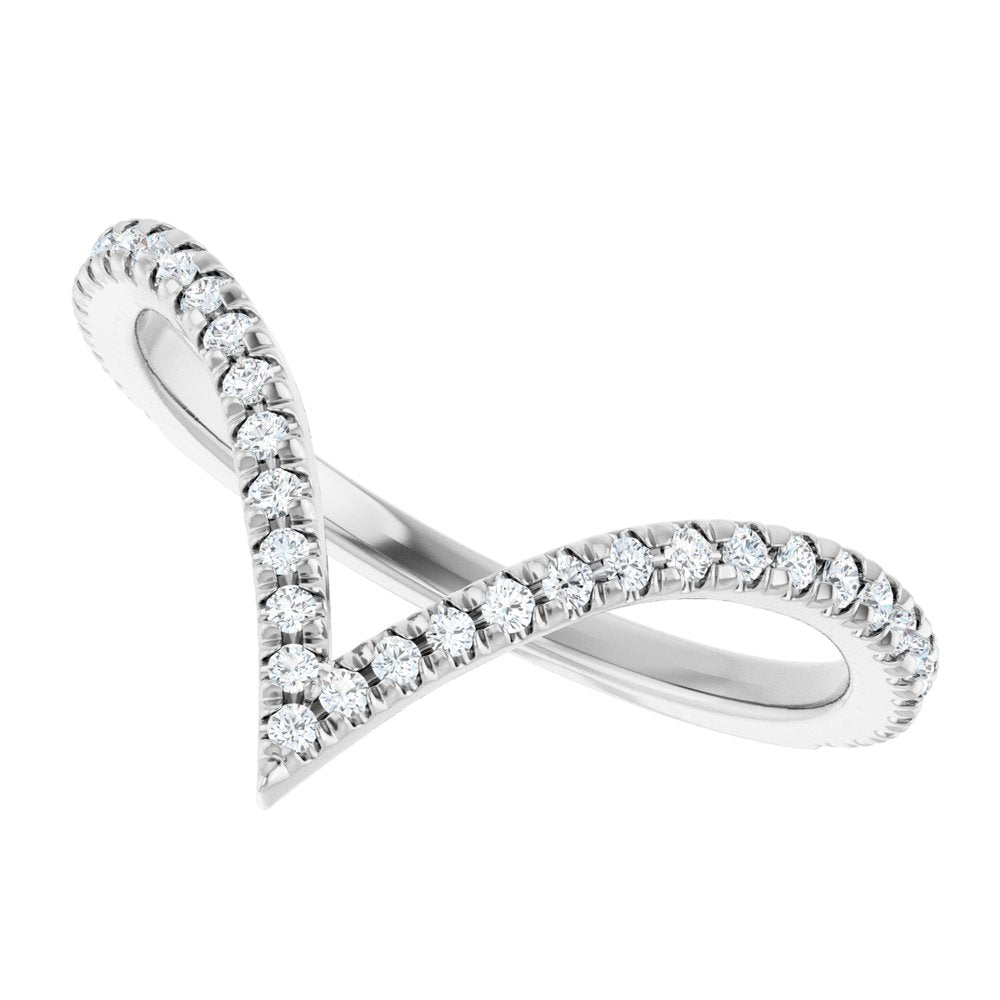 14K White 1/5 CTW Natural Diamond French-Set Contour Band