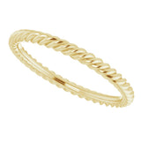 10K Yellow Gold 2 mm Skinny Rope Band Size 7