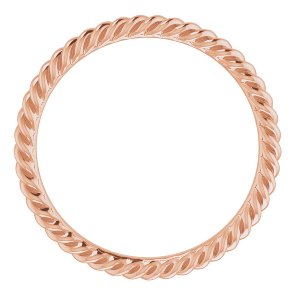 18K Rose 2 mm Skinny Rope Band Size 5