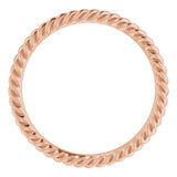 18K Rose 2 mm Skinny Rope Band Size 5