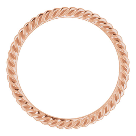 18K Rose 2 mm Skinny Rope Band Size 5