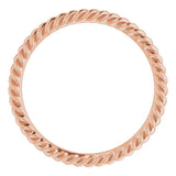 14K Rose Gold 2 mm Skinny Rope Band Size 5