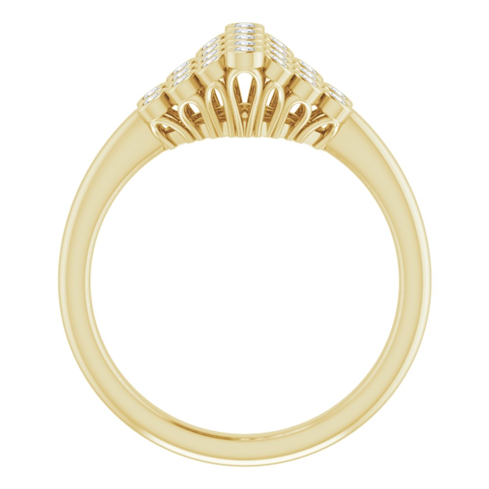 14K Yellow 1/3 CTW Natural Diamond Bezel-Set Cluster Ring