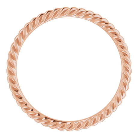 14K Rose 2 mm Skinny Rope Band Size 6.5