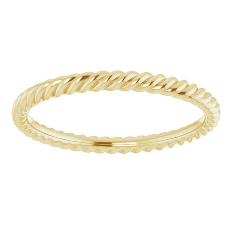 10K Yellow Gold 2 mm Skinny Rope Band Size 7
