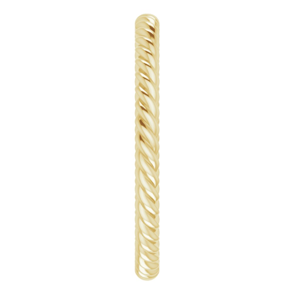 18K Yellow 2 mm Skinny Rope Band Size 7.5