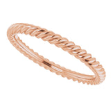 18K Rose 2 mm Skinny Rope Band Size 5