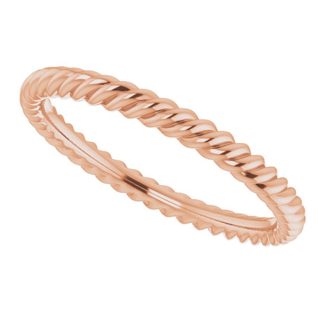 14K Rose Gold 2 mm Skinny Rope Band Size 5