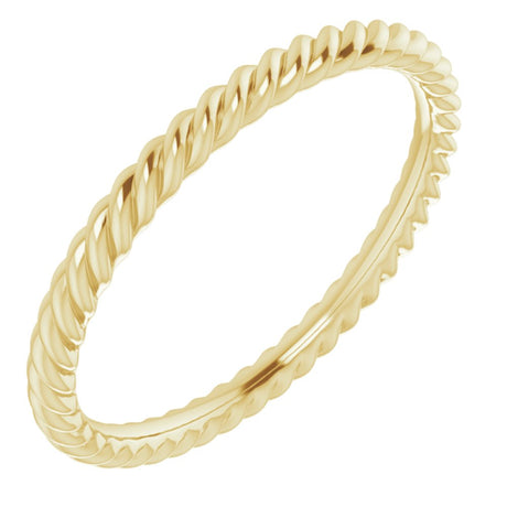 10K Yellow Gold 2 mm Skinny Rope Band Size 7