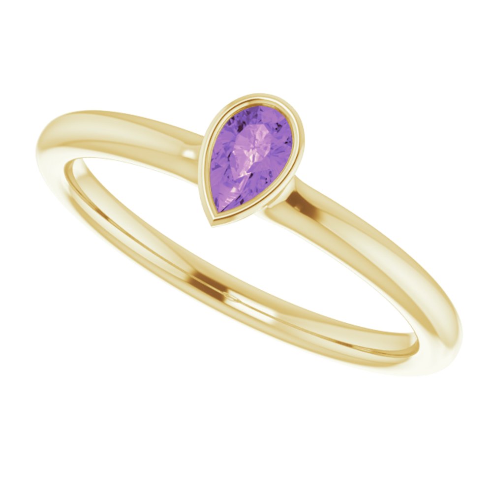 14K Yellow Gold Natural Amethyst Stackable Ring