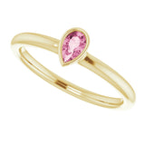 14K Yellow Natural Pink Tourmaline Stackable Ring