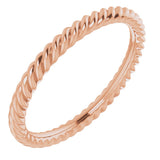 14K Rose Gold 2 mm Skinny Rope Band Size 5