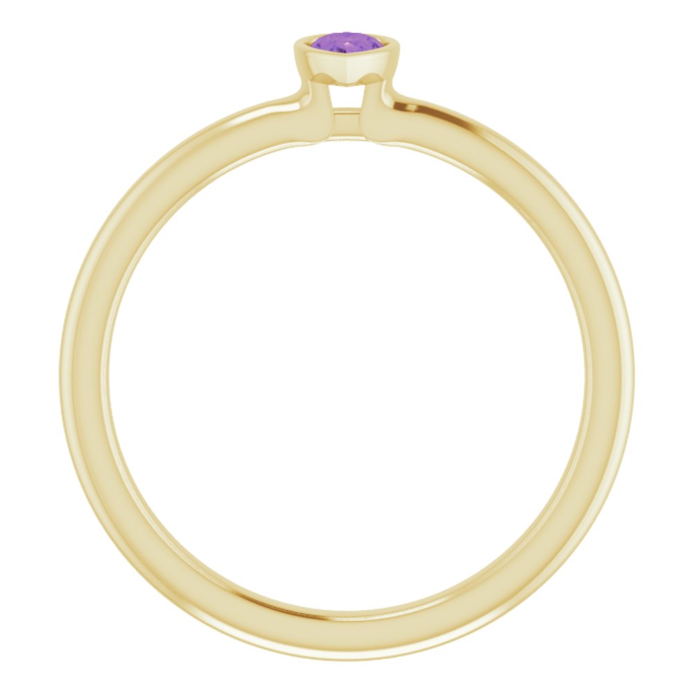 14K Yellow Gold Natural Amethyst Stackable Ring