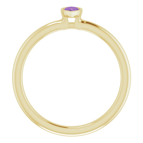 14K Yellow Gold Natural Amethyst Stackable Ring