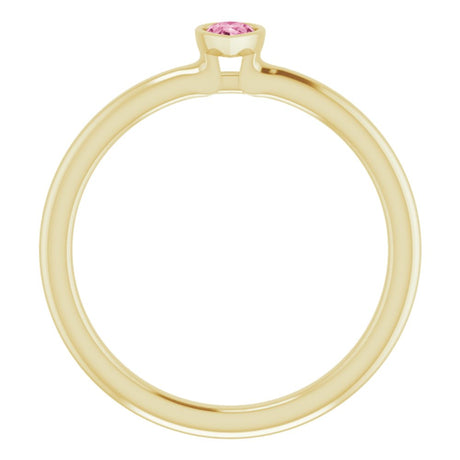 14K Yellow Gold Natural Pink Tourmaline Stackable Ring