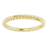 14K Yellow Gold 2 mm Skinny Rope Band Size 4