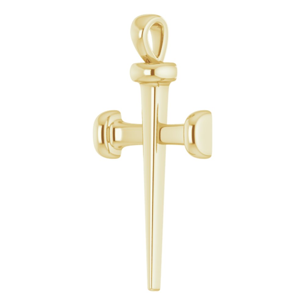 14K Yellow Gold 	28x14.71 mm Nail Cross Pendant