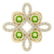 14K Yellow Natural Peridot & 1/8 CTW Natural Diamond Clover Pendant