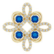 14K Yellow Natural Blue Sapphire & 1/6 CTW Natural Diamond Clover Pendant