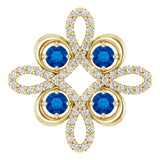 14K Yellow Natural Blue Sapphire & 1/6 CTW Natural Diamond Clover Pendant