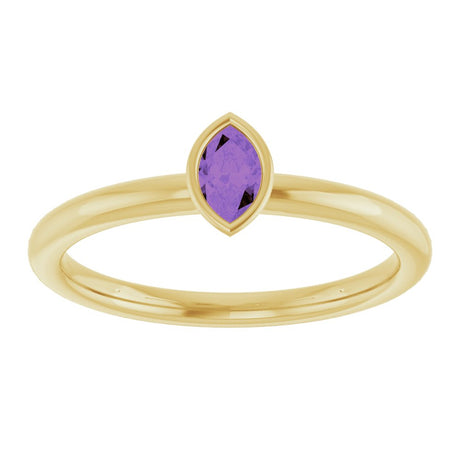 14K Yellow Gold Natural Amethyst Stackable Ring