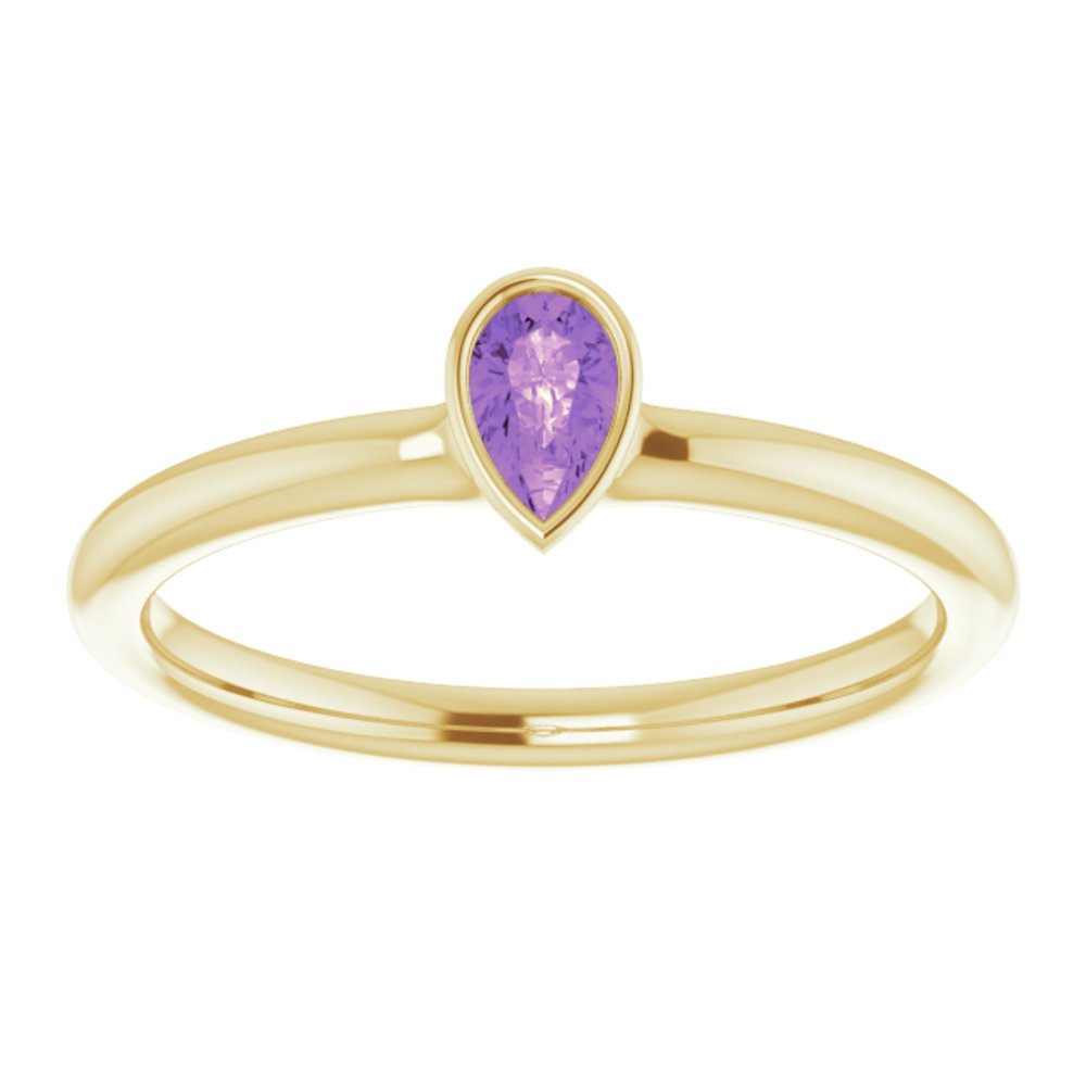 14K Yellow Gold Natural Amethyst Stackable Ring