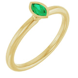 14K Yellow Gold Lab-Grown Emerald Stackable Ring