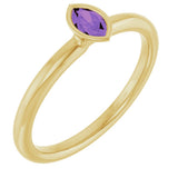 14K Yellow Gold Natural Amethyst Stackable Ring