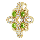 14K Yellow Natural Peridot & 1/8 CTW Natural Diamond Clover Pendant